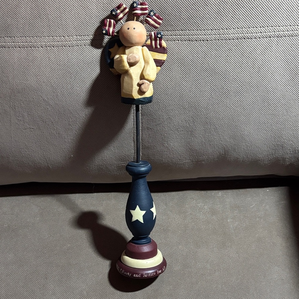 Patriotic Angel Figurine with Stars and Heart
